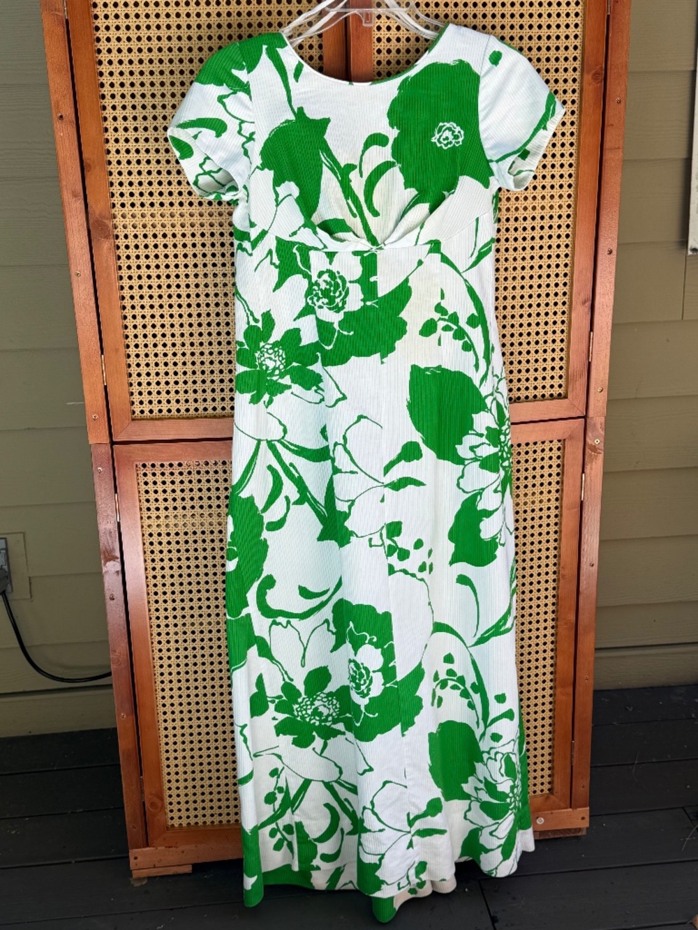 Vintage 1970s Green Floral Andrade Resort Shops Honolulu Maxi Dress Size 8